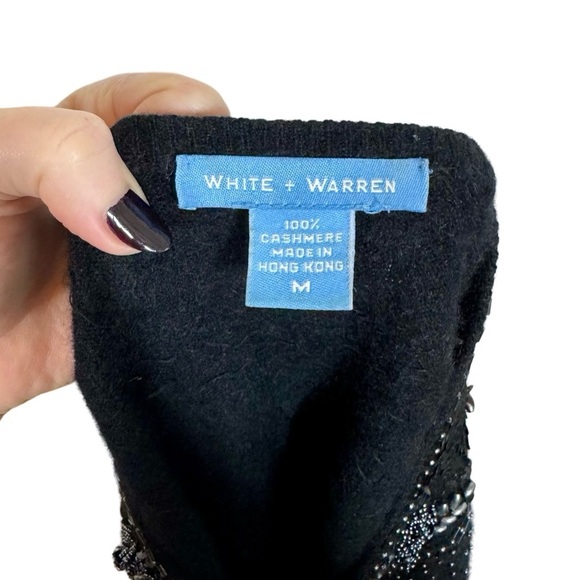 White + Warren 100% Cashmere Beaded Sequins Vintage-Inspired Cardigan Sweater - Picture 7 of 7